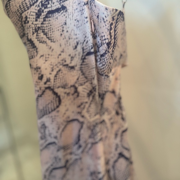 ‘A Love Like You’ M silk draped mini slipdress in unique pink w navy snake print - Picture 10 of 12